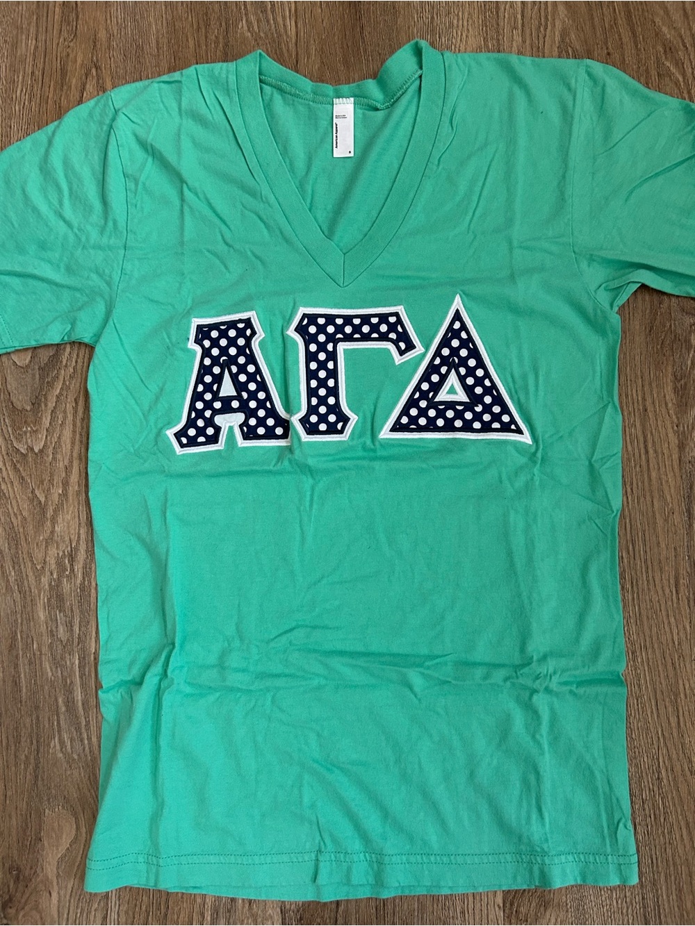 Alpha Gamma Delta Vineyard Vines Teal with Navy Polka Dot Lettering